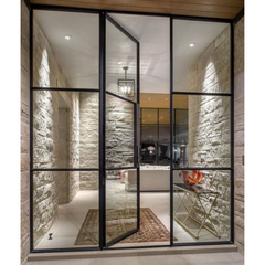 WDMA  2020 popular design European style wrought iron interior french steel doors with half moon glass insert