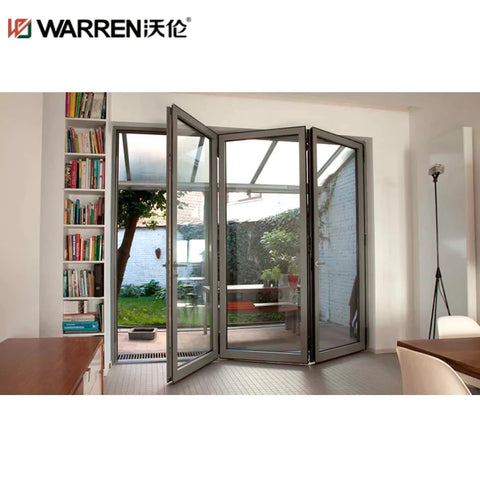 Warren 72x80 Bifold Aluminium Stained Glass Black 3-Lite Rustic Door Design