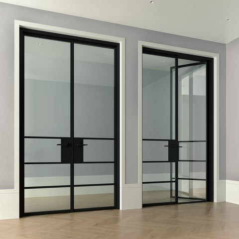 WDMA Double casement window design interior glass french doors