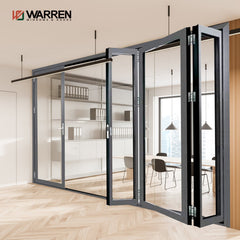 Warren 102*35 folding door with best Hardware and double glass factory hot sale