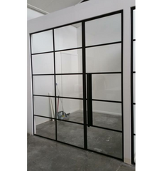 WDMA  Manufacturer supply Low-e glass steel frame customized american interior door glass partition wall