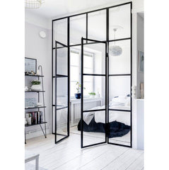 WDMA High quality Galvanized steel tube frame glass doors iron french door