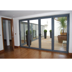Aluminum Patio Exterior Double Glass Sliding Folding Door Transparent  Door Folding