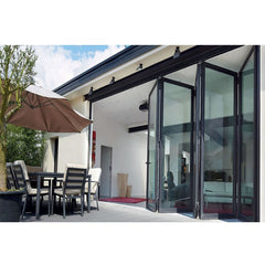 Commercial Accordion Folding Doors Room Dividers Luxury Aluminium Tempered Glass Bi-Fold Doors French