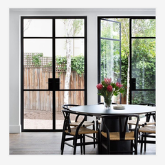 WDMA  OEM Home Energy Saving Insulated Steel Low E Glass Swing Windows and Doors Modern Exterior Steel Glass Door