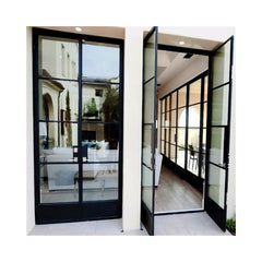 WDMA High quality Exterior door double tempered glass door entry wrought iron door design