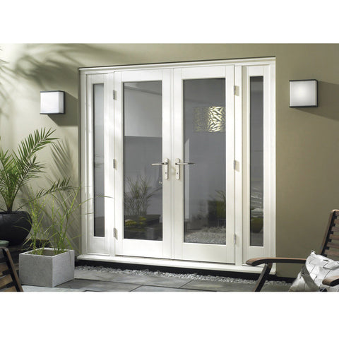 European Style Grills Design Soundproof Single Or Double French Glass Doors With Side Panels