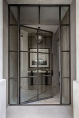 WDMA  Hot sales Handmade steel  slim frame door modern design customized solid carbon steel swing door
