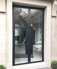 WDMA  High Quality Pan-steel Low-e Tempered Glass double shed 6 panel french swing steel doors