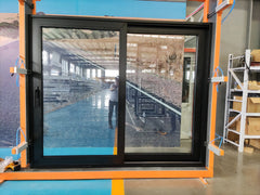 WDMA custom sound proof aluminium narrow frame profile thermal break double tempered glass entry sliding door