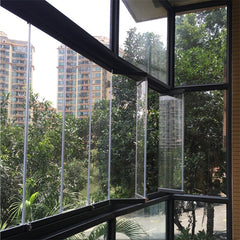Aluminium Accordion Sliding Bi Fold Balcony Glazing Folding Invisible Frameless Double Glass Window With Thermal Break