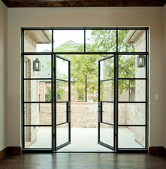 WDMA Customizable steel frame windows and doors balcony iron french double entrance door