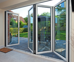 Aluminum Glass Exterior French Glass Doors Design Black Double Entry Storm Accordion Multi Folding Door