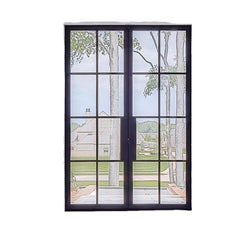WDMA  High quality Customized size iron glass window and door cheap price interior Wrought iron grills steel french door
