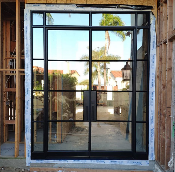WDMA  Double Glass wrought iron single design Doors entry iron door low-e glass steel windows and doors