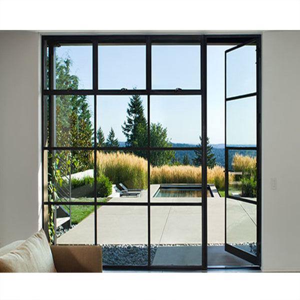 WDMA wholesale price commercial black metal steel framed glass windows& doors