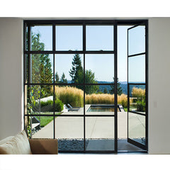 WDMA custom size black metal framed french doors steel glass windows & doors