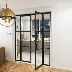 WDMA OEM/ODM Cheap Frosted Glass Interior Wrought Iron French Doors