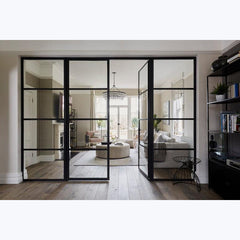 WDMA High quality Exterior door double tempered glass door entry wrought iron door design
