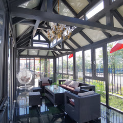 China WDMA enclosures sunroom prefabricated aluminum triangular conservatory glass green house/  garden house/ sunrooms glass houses