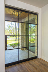 WDMA Iron gate design track pivot mild steel glass door