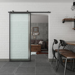 WDMA Commercial Home steel framed Hinged Swing Door With Frosted Glass