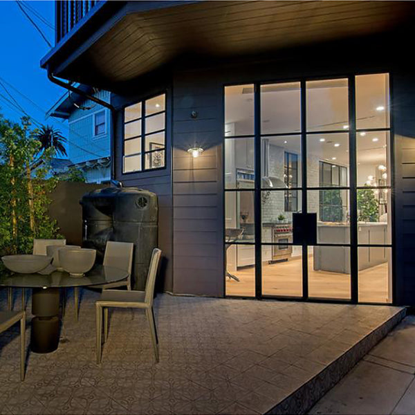 WDMA High Quality Shatterproof Wrought Iron Glass Double Swing French Doors