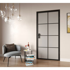 WDMA Single Casement Black Steel And Glass Door