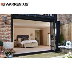Warren 70x96 Folding Aluminium Full Glass Black Frameless Foldable Door External