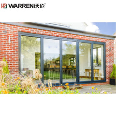 Warren 28x78 Accordion Aluminium Stained Glass Brown Sliding Custom Door External