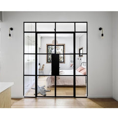 WDMA New design wrought iron interior glass door with latch lock design
