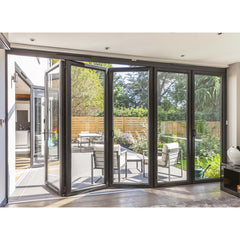 Commercial Aluminium Lowes Bi Fold Door Double Glass Sliding Folding Door For Entrance