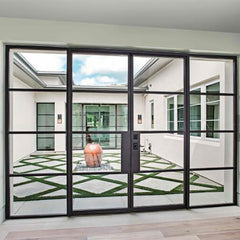 WDMA custom aluminum frames black steel window interior double french metal frame glass door