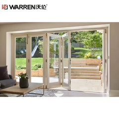 Warren 28x80 Bifold Aluminium Stained Glass Black Metal Cheap Door With Screen