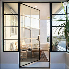 WDMA  Old French, simple, modern style,commercial double single double, floor type steel windows and steel doors.