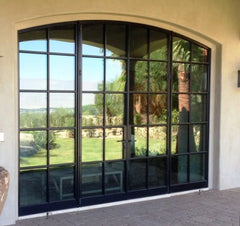 WDMA High quality steel frame french door with grid design interior wrought iron glass door