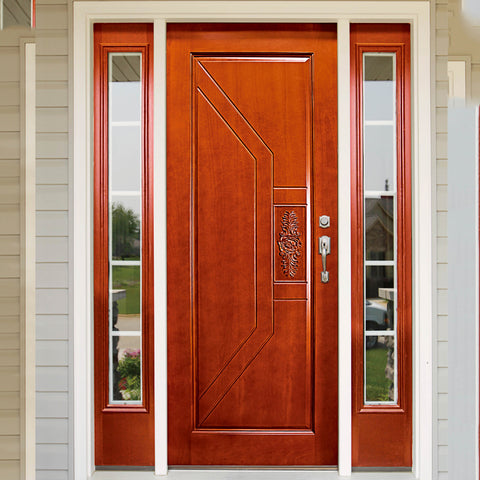HS-YH8046 exterior 36 x 80 composite screen single leaf flat wood swing door on China WDMA