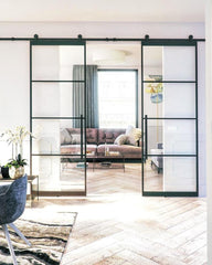 WDMA  French barn door Steel frame Fixed doors windows, single or double glazed tempered glass, thermal/non-thermal barrier frame