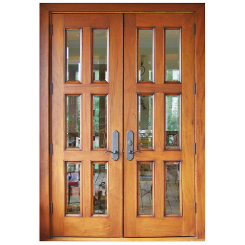 Prettywood Modern Design Inserts Frosted Glass Solid Wooden Exterior French Doors on China WDMA