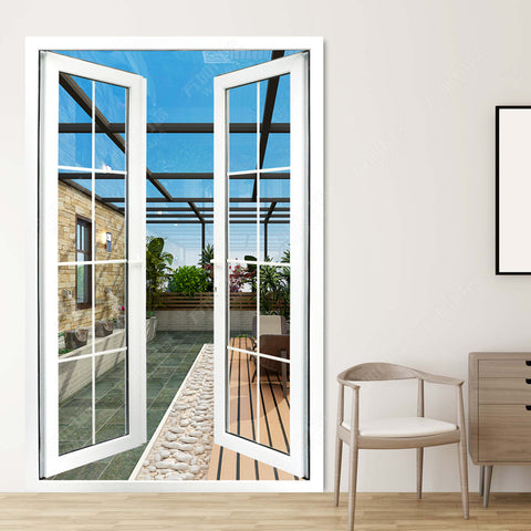 PVC frame casement balcony door and front patio upvc swing panel  door