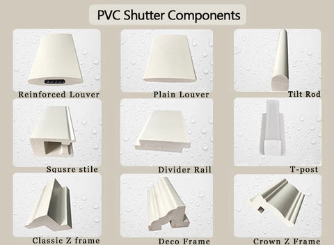 Elegant white decorative durable design plastic window shutters,pvc plantation shutters on China WDMA
