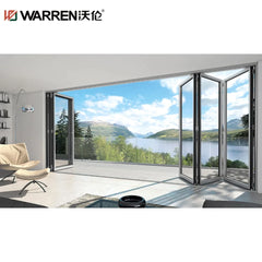 Warren 60x80 Folding Aluminum Double Glass Black Patio Rough Opening Door For Sale