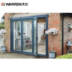 Warren 72x80 Bifold Aluminium Stained Glass Black 3-Lite Rustic Door Design
