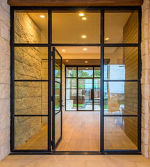WDMA  Cheap price iron glass door and windows hot sale in Australia steel frame french door with grill design