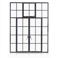 WDMA  Vintage style grill picture steel window rustic wrought iron doors with LOWE glass