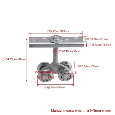 Hanging Trolley Silver Sliding Track Roller Hanging Barn Door Rail Trolley Wheel with bearing on China WDMA