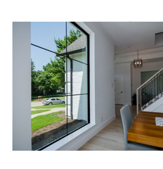 WDMA  Swiss modern profile getaway property typical solid metal villa theftproof steel frame window with brass handle