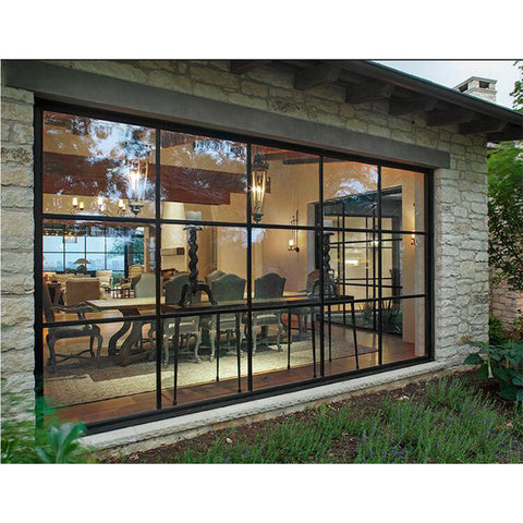 WDMA New Design Double Height Panoramic Glass Internal Steel Patio Doors