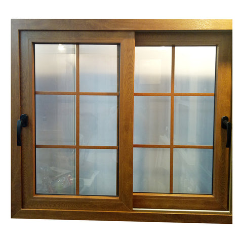 WDMA Brown wooden color frame pvc sliding windows with glass
