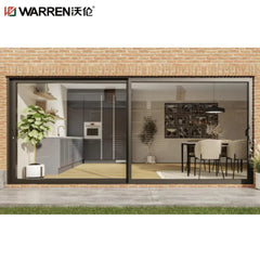 Warren 74x82 Sliding Aluminium Half Glass White Frameless Small Door Electric Blinds